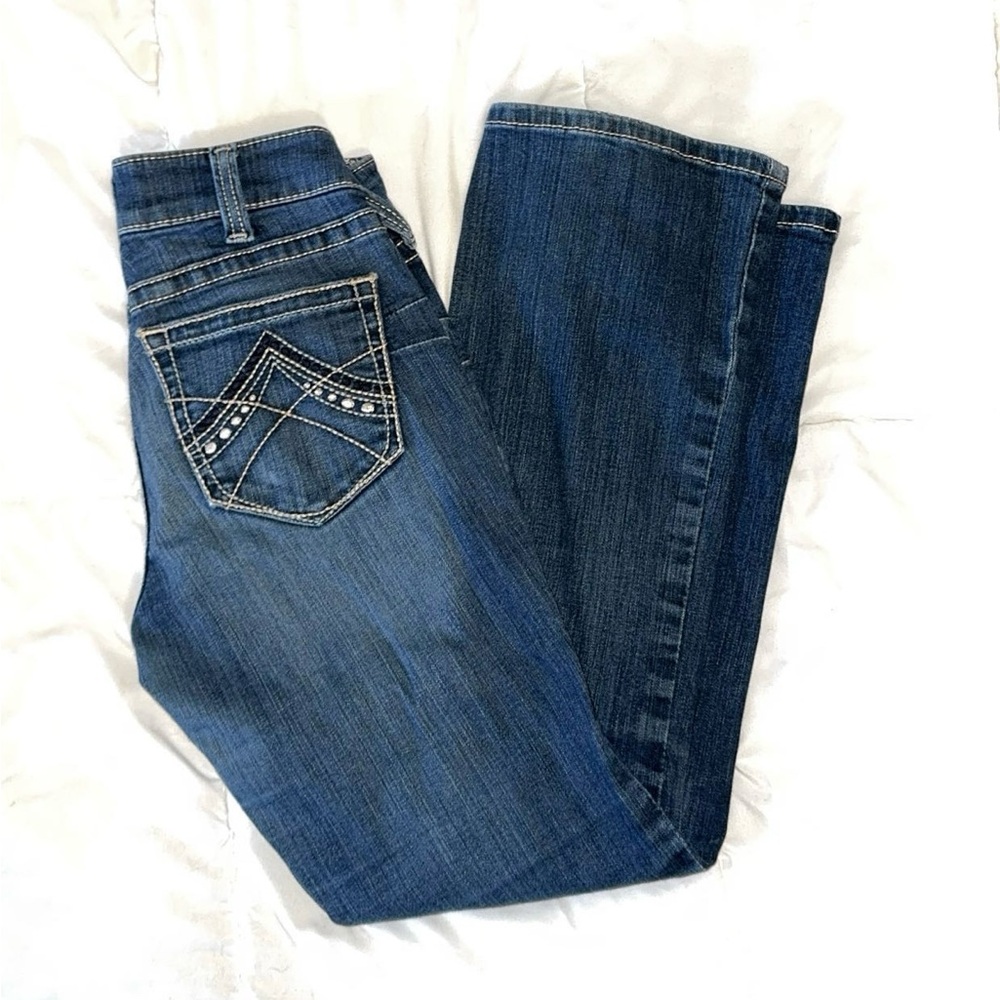 ARIAT Real Denim Mid Rise Stretch Original Boot Cut Jeans Womens Size 28s - Picture 7 of 7